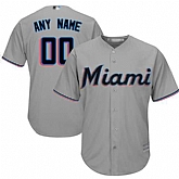 Youth Customized Miami Marlins Gray Baseball Road Cool Base Jersey,baseball caps,new era cap wholesale,wholesale hats